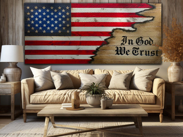 In God We Trust Flag - Wood Flags