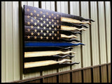 Law Enforcement Blue Line Tattered Flag - American Flag Signs